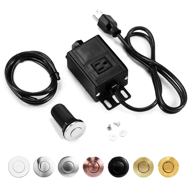 CLEESINK Sink Top Air Switch Kit Garbage Disposal Part by CLEESINK (LONG/3.5", Polished Stainless Steel) - Image 1